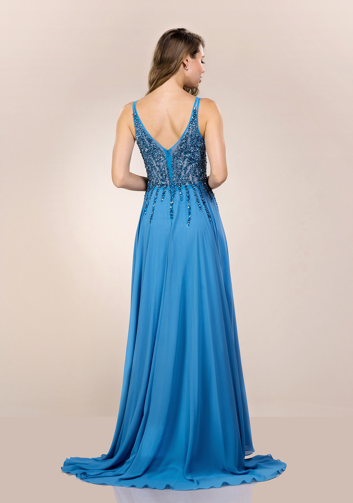 Robe Longue En Mousseline De Soie Col Rond Imprimé Floral Tropical