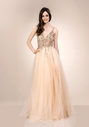 Floor-length evening dress in champagne