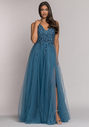 Floor-length evening dress in ice blue
