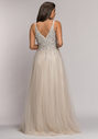 Floor-length evening dress in ice blue