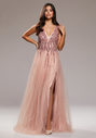 Abito da sera lungo fino al pavimento in Dawn Pink