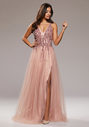 Abito da sera lungo fino al pavimento in Dawn Pink