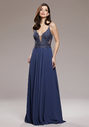 Abendkleid mit Stickereiverzierungen in Vintage Indigo