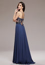Abendkleid mit Stickereiverzierungen in Vintage Indigo