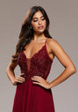 Robe de soirée ornée de broderies en rouge Rio