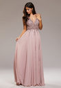 Chiffon evening dress with rhinestones in Dawn Pink