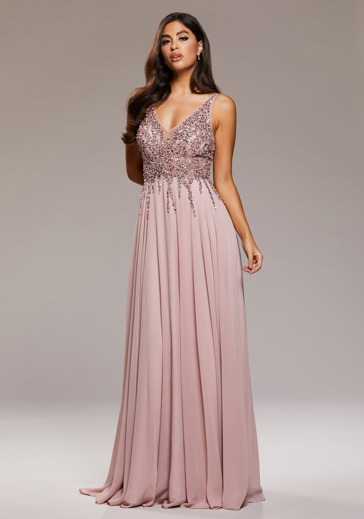 Chiffon Abendkleid mit Strass-Verzierungen in Dawn Pink - Christian ...