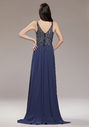 Chiffon evening dress with rhinestone decorations in iron gray