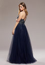 Abendkleid aus Tüll mit Strassbesatz in Twilight Blue