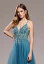 Evening dress made of tulle with rhinestones in Moonlight Jade
