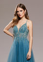 Evening dress made of tulle with rhinestones in Moonlight Jade