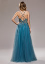 Evening dress made of tulle with rhinestones in Moonlight Jade