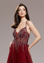 Evening dress made of tulle with rhinestones in Rio Red