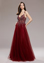 Abendkleid aus Tüll mit Strassbesatz in Rio Red