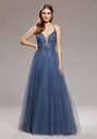 Robe de soirée en tulle avec laçage au dos en indigo virtuel