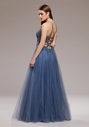 Robe de soirée en tulle avec laçage au dos en indigo virtuel