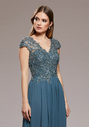Vestido de noche de gasa con bordado en Moonlight Jade