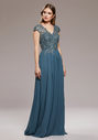Vestido de noche de gasa con bordado en Moonlight Jade