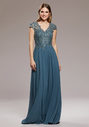 Vestido de noche de gasa con bordado en Moonlight Jade
