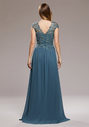 Vestido de noche de gasa con bordado en Moonlight Jade