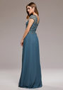 Vestido de noche de gasa con bordado en Moonlight Jade
