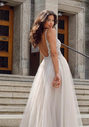 Evening dress made of tulle with rhinestones in Ghost Gray
