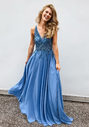 Chiffon Abendkleid in Alaska Blue