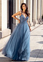Robe de soirée en tulle avec laçage au dos en indigo virtuel