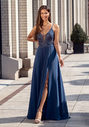 Robe de soirée avec détails brodés en indigo vintage