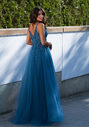 Floor-length evening dress in ice blue