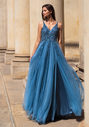 Floor-length evening dress in ice blue
