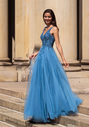 Floor-length evening dress in ice blue