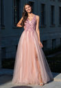 Floor-length evening dress in Dawn Pink