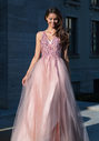 Abito da sera lungo fino al pavimento in Dawn Pink