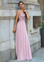 Chiffon Abendkleid mit Strass-Verzierungen in Dawn Pink