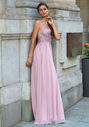 Chiffon evening dress with rhinestones in Dawn Pink