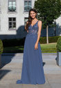 Chiffon Abendkleid mit Strass-Verzierungen in Vintage Indigo