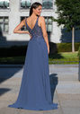 Robe de soirée en mousseline de soie avec strass en indigo vintage