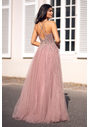 Abito da sera realizzato in tulle con strass in Dawn Pink
