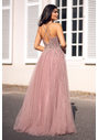 Evening dress made of tulle with rhinestones in Dawn Pink