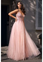 Abito da sera realizzato in tulle con allacciatura posteriore in Dawn Pink
