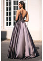 Evening dress made of satin with narrow straps in Shining Brown