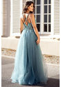 Evening dress made of tulle with rhinestones in Moonlight Jade