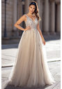 Evening dress made of tulle with rhinestones in Ghost Gray