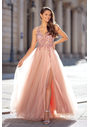 Abendkleid aus Tüll mit Strassbesatz in Dawn Pink