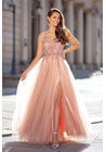 Robe de soirée en tulle avec strass en Dawn Pink