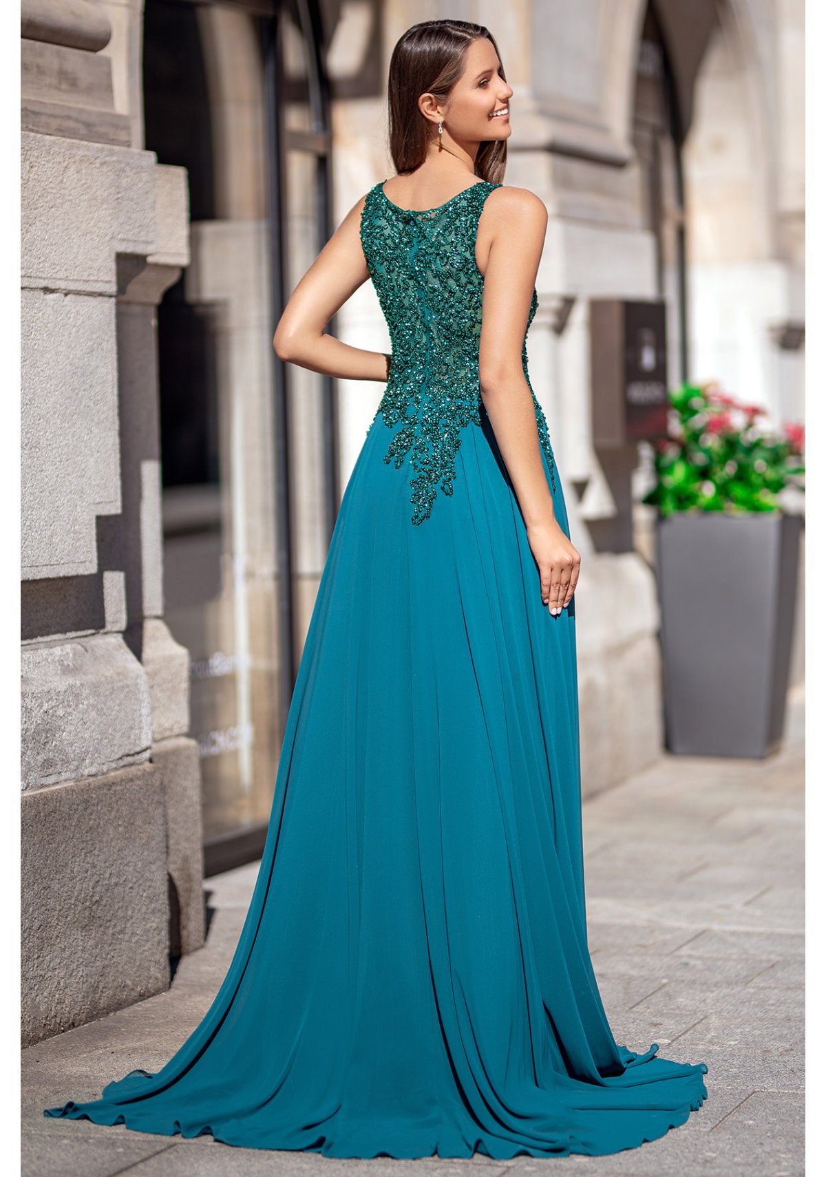 Robe De Soirée En Soie Naturelle Renato Nucci - Taille 36 Vert - Occasion Très Bon État