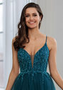 Abendkleid aus Tüll mit Rückenschnürung in Peacock Green