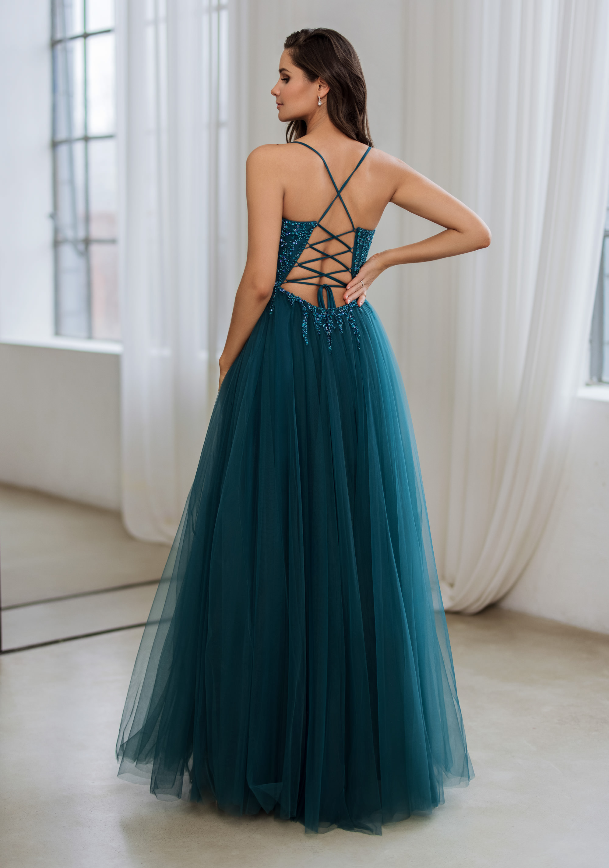 peacock tulle dress