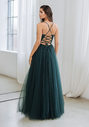 Robe de soirée en tulle avec laçage au dos en vert botanique
